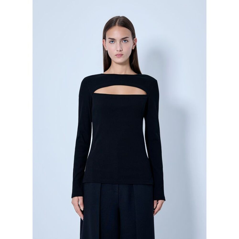 Yohji Yamamoto Women C/ Rib Slit Chest Long Sleeve T-Shirt